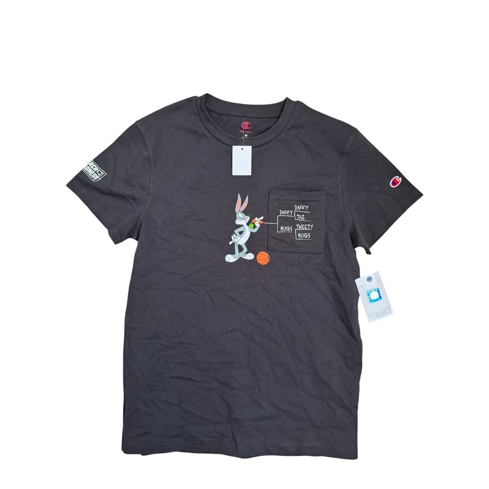 Champion‎ Space Jam March Madness Bugs Bunny Pocket T-Shirt Gray Men's  M NEW